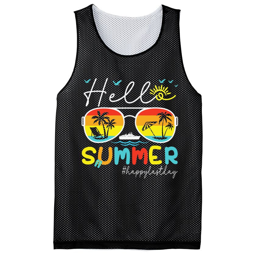 Hello Summer Happy Last Day Of School Teacher Student Mesh Reversible Basketball Jersey Tank