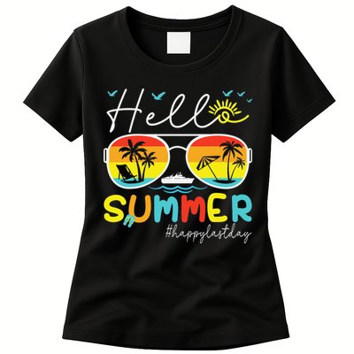 Hello Summer Happy Last Day Of School Teacher Student Womens T-Shirt