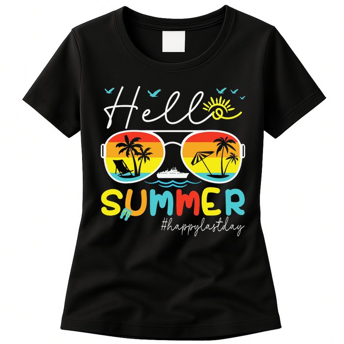 Hello Summer Happy Last Day Of School Teacher Student Womens T-Shirt