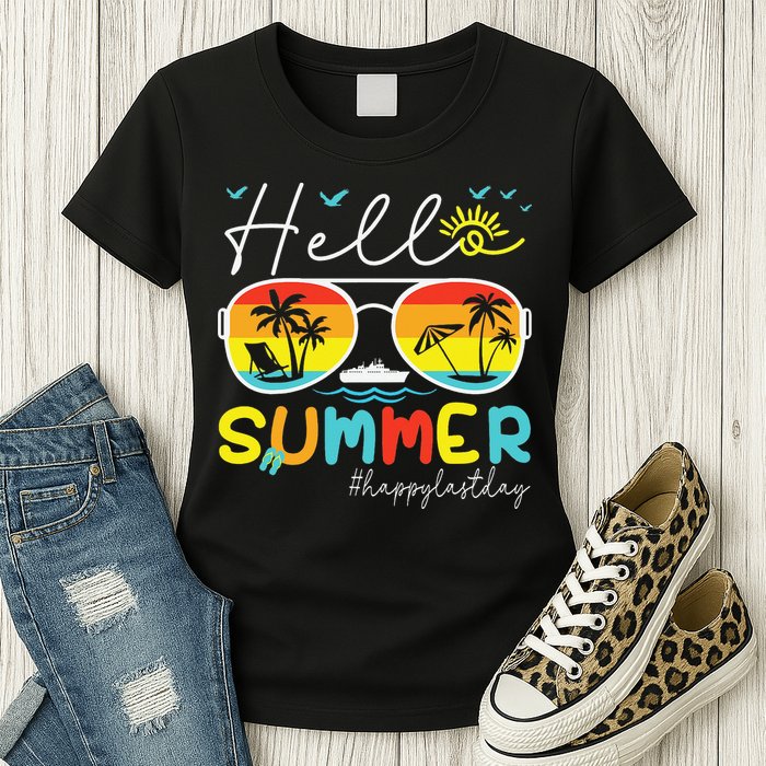 Hello Summer Happy Last Day Of School Teacher Student Womens T-Shirt