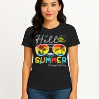 Hello Summer Happy Last Day Of School Teacher Student Womens T-Shirt