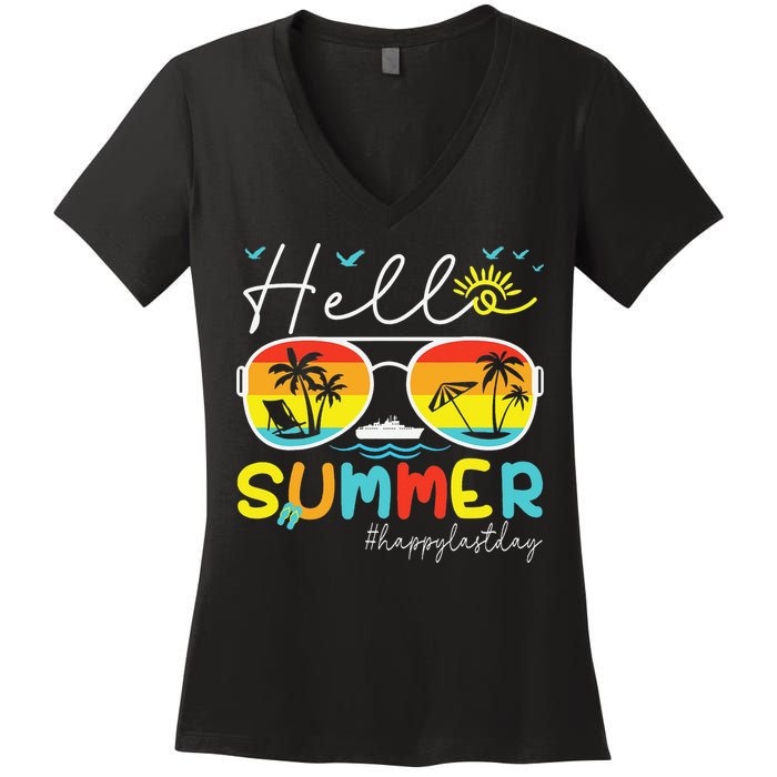 Hello Summer Happy Last Day Of School Teacher Student Women's V-Neck T-Shirt