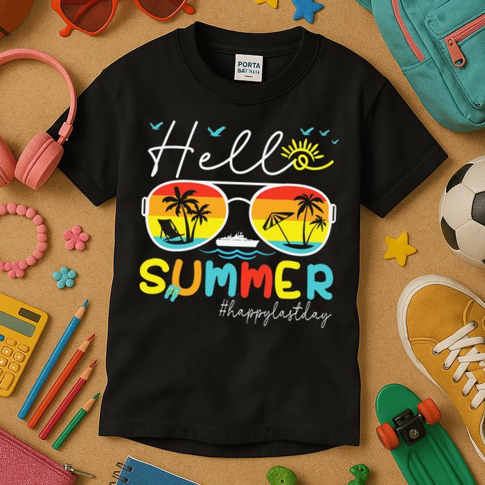 Hello Summer Happy Last Day Of School Teacher Student Kids T-Shirt