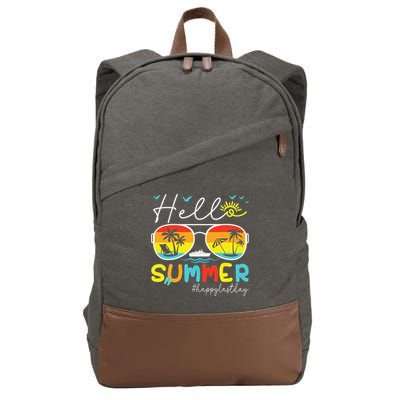 Hello Summer Happy Last Day Of School Teacher Student Cotton Canvas Backpack