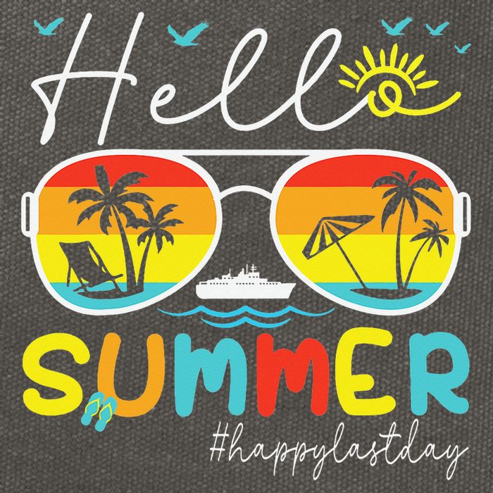 Hello Summer Happy Last Day Of School Teacher Student Cotton Canvas Backpack
