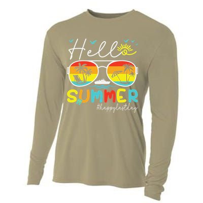 Hello Summer Happy Last Day Of School Teacher Student Cooling Performance Long Sleeve Crew