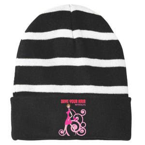 Hair Salon Striped Beanie with Solid Band