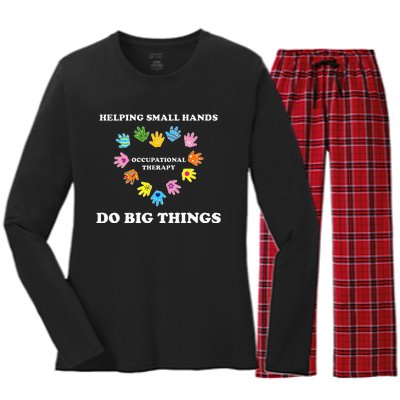 Helping Small Hands Do Big Things Occupational Therapy Ot Women's Long Sleeve Flannel Pajama Set 