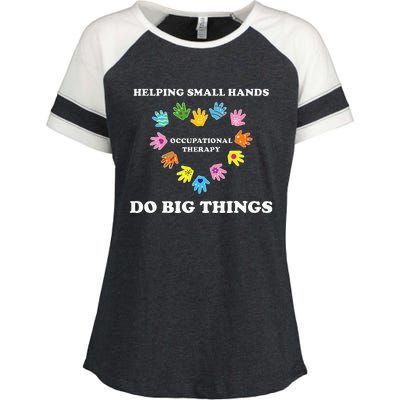 Helping Small Hands Do Big Things Occupational Therapy Ot Enza Ladies Jersey Colorblock Tee