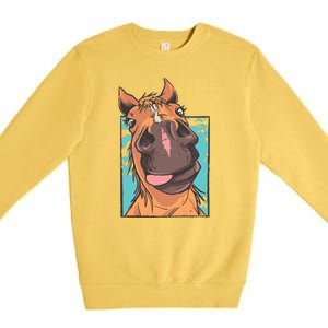 Horse Selfie Premium Crewneck Sweatshirt