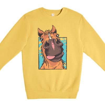 Horse Selfie Premium Crewneck Sweatshirt