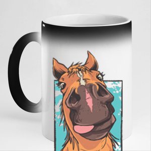 Horse Selfie 11oz Black Color Changing Mug