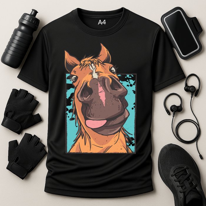 Horse Selfie Cooling Performance Crew T-Shirt