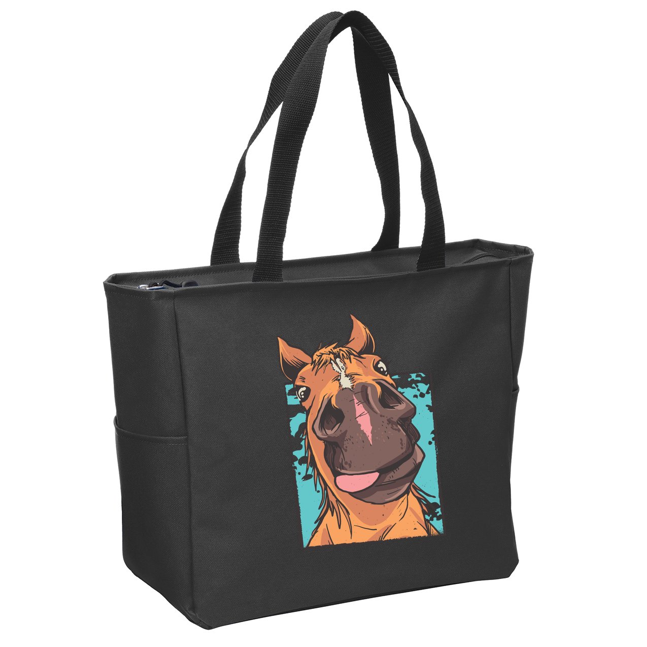 Horse Selfie Zip Tote Bag