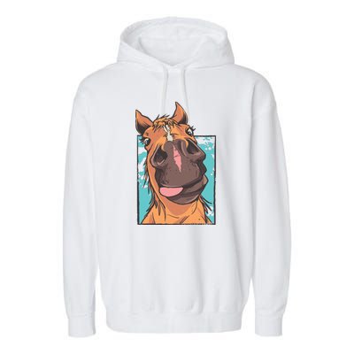 Horse Selfie Garment-Dyed Fleece Hoodie