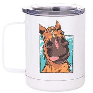 Horse Selfie 12 oz Stainless Steel Tumbler Cup