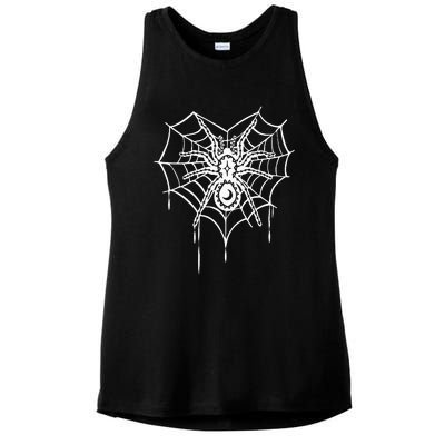 Halloween Spider Heart Web Ladies PosiCharge Tri-Blend Wicking Tank