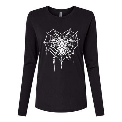 Halloween Spider Heart Web Womens Cotton Relaxed Long Sleeve T-Shirt