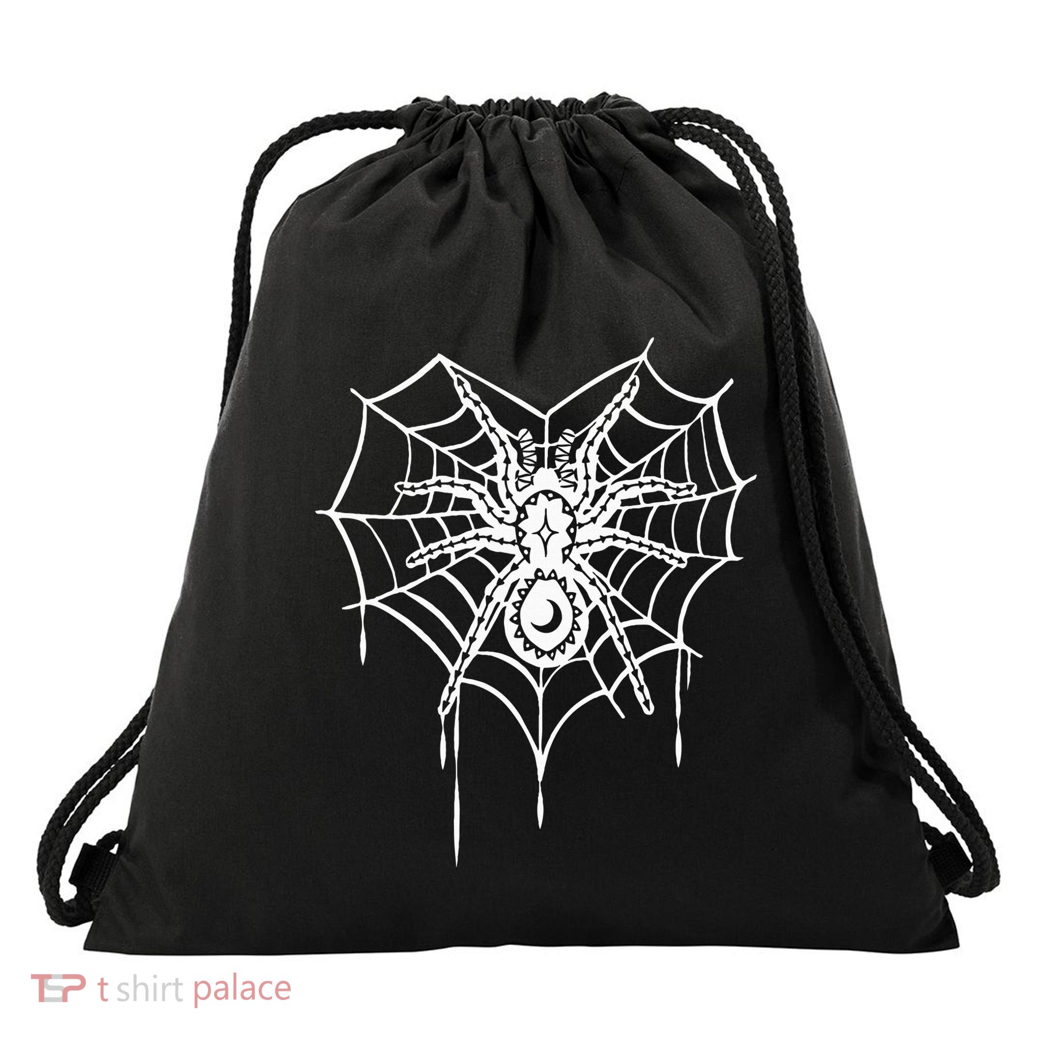 Halloween Spider Heart Web Drawstring Bag