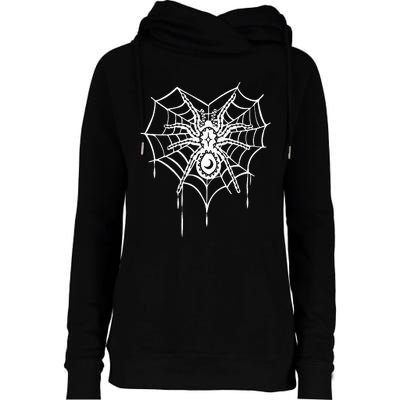 Halloween Spider Heart Web Womens Funnel Neck Pullover Hood