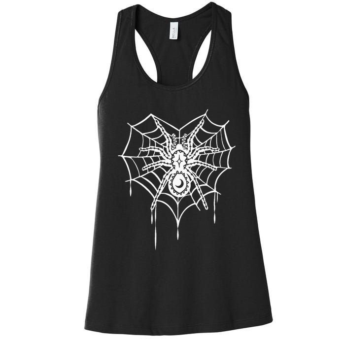 Halloween Spider Heart Web Women's Racerback Tank