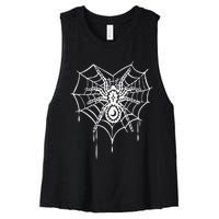 Halloween Spider Heart Web Women's Racerback Cropped Tank