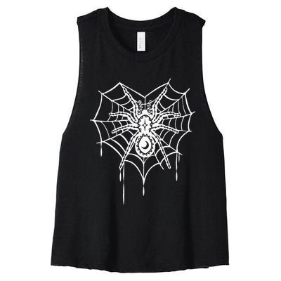 Halloween Spider Heart Web Women's Racerback Cropped Tank