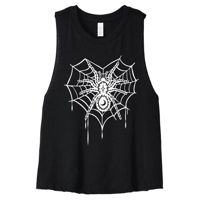 Halloween Spider Heart Web Women's Racerback Cropped Tank