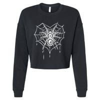 Halloween Spider Heart Web Cropped Pullover Crew