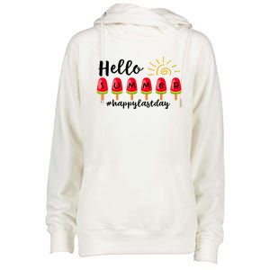 Hello Summer Happy Last Day School Teacher Student Womens Funnel Neck Pullover Hood