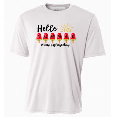 Hello Summer Happy Last Day School Teacher Student Cooling Performance Crew T-Shirt