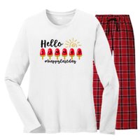 Hello Summer Happy Last Day School Teacher Student Women's Long Sleeve Flannel Pajama Set 