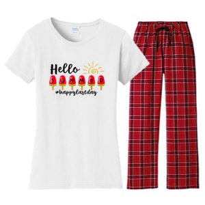 Hello Summer Happy Last Day School Teacher Student Women's Flannel Pajama Set