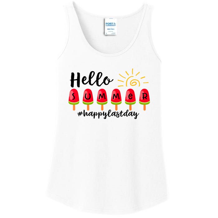 Hello Summer Happy Last Day School Teacher Student Ladies Essential Tank