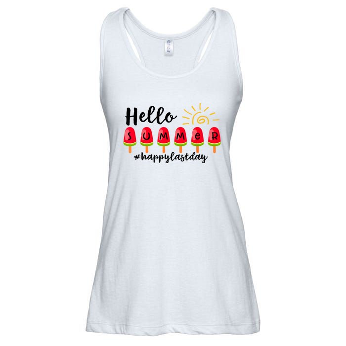 Hello Summer Happy Last Day School Teacher Student Ladies Essential Flowy Tank