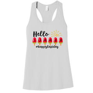 Hello Summer Happy Last Day School Teacher Student Women's Racerback Tank