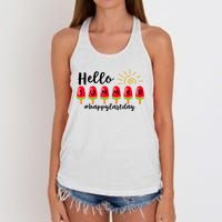 Hello Summer Happy Last Day School Teacher Student Women's Knotted Racerback Tank