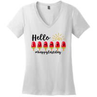 Hello Summer Happy Last Day School Teacher Student Women's V-Neck T-Shirt