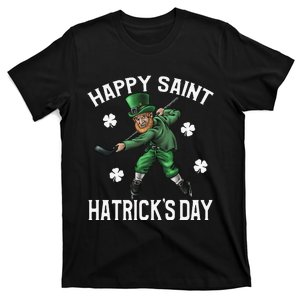 Happy Saint Hatricks Day St Patrick's Day Hockey Leprechaun T-Shirt