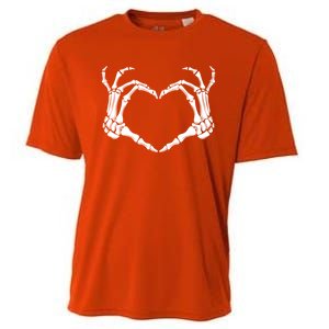 Halloween Skeleton Hands Heart Meaningful Gift Cooling Performance Crew T-Shirt