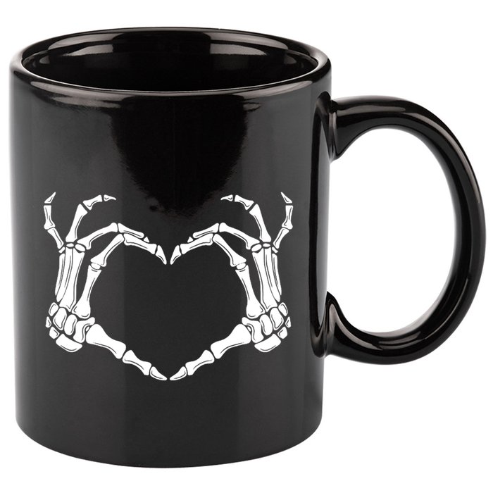 Halloween Skeleton Hands Heart Meaningful Gift 11oz C Handle Ceramic Mug