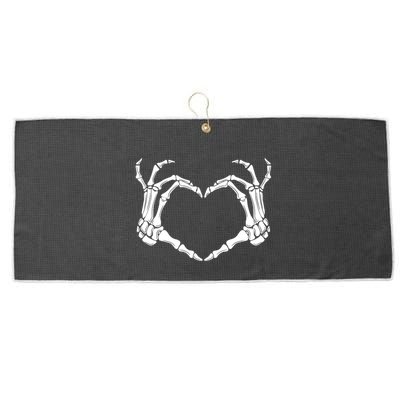 Halloween Skeleton Hands Heart Meaningful Gift Large Microfiber Waffle Golf Towel