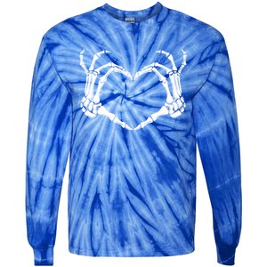 Halloween Skeleton Hands Heart Meaningful Gift Tie-Dye Long Sleeve Shirt