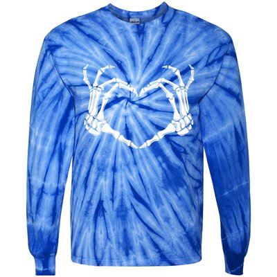 Halloween Skeleton Hands Heart Meaningful Gift Tie-Dye Long Sleeve Shirt