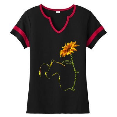 Horse Sunflower Horseback Riding Equestrian Horse Lover Ladies Halftime Notch Neck Tee