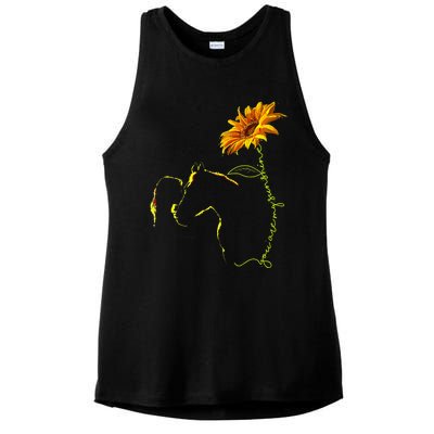 Horse Sunflower Horseback Riding Equestrian Horse Lover Ladies PosiCharge Tri-Blend Wicking Tank