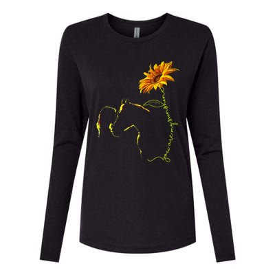 Horse Sunflower Horseback Riding Equestrian Horse Lover Womens Cotton Relaxed Long Sleeve T-Shirt