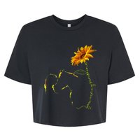 Horse Sunflower Horseback Riding Equestrian Horse Lover Bella+Canvas Jersey Crop Tee