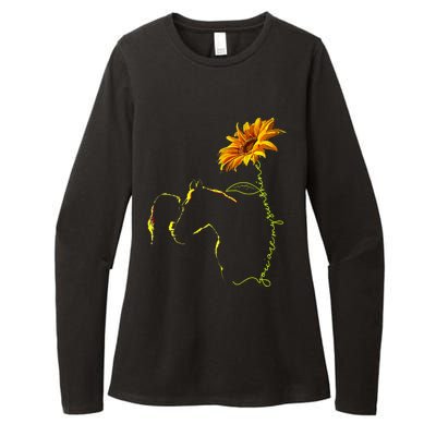 Horse Sunflower Horseback Riding Equestrian Horse Lover Womens CVC Long Sleeve Shirt