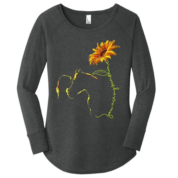 Horse Sunflower Horseback Riding Equestrian Horse Lover Women's Perfect Tri Tunic Long Sleeve Shirt